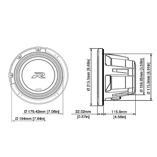 Alpine R2-W8D2 R-Series 8-inch (20cm) 1000W Car Subwoofer Dual 2-Ohm Voice Coils