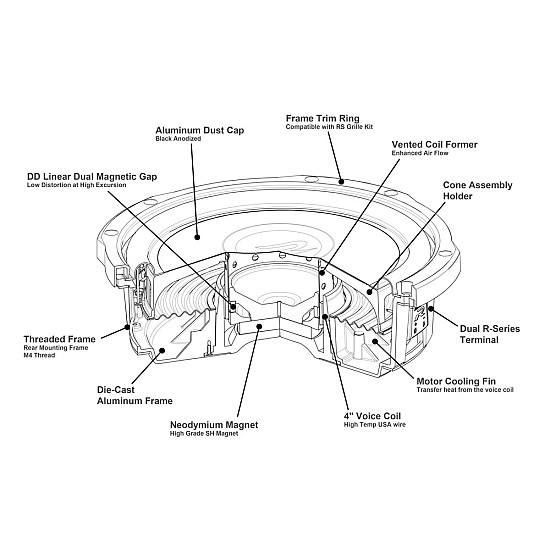 Alpine RS-W10D2 R-Series 10" 25cm Shallow Car Audio Subwoofer with Dual 2-Ohm Voice Coils