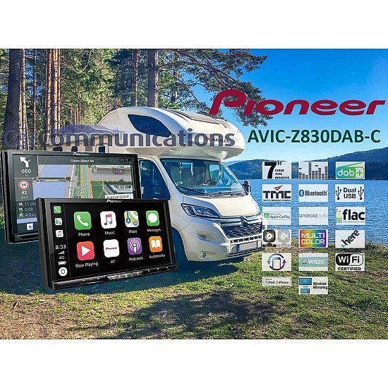 Pioneer AVIC-Z830DAB-C Campervan 7" Touchscreen AV Entertainment System WIFI enabled European Navigation DAB+ Apple carplay