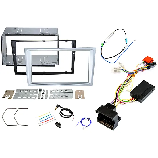 Vauxhall Corsa D 2006-2014 Double DIN Car Stereo Fitting Kit with SWC (MATT CHROME/ SILVER)
