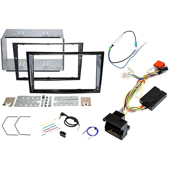 Vauxhall Corsa D Double DIN Car Stereo Fascia SWC Fitting Kit (PIANO BLACK)