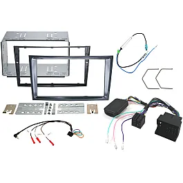 Vauxhall Antara, Astra, Zafira Double DIN Car Stereo Fascia SWC Fitting Kit (GLOSS GREY/STEALTH BLACK)
