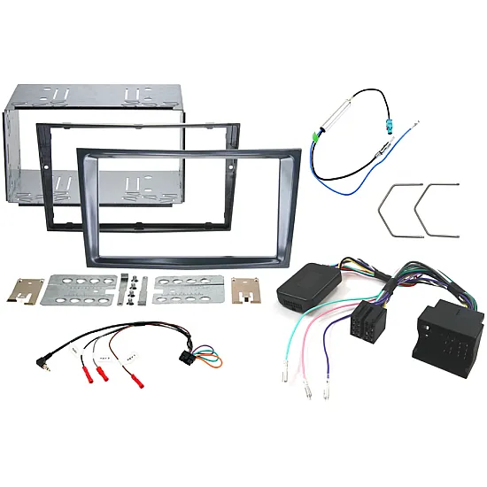 Holden Astra, Captiva Double DIN Car Stereo Fascia SWC Fitting Kit (GLOSS GREY/STEALTH BLACK)