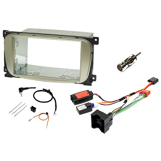 Ford (OVAL Radio) Double DIN Car Stereo Fascia SWC CAN Fitting Kit (Silver)