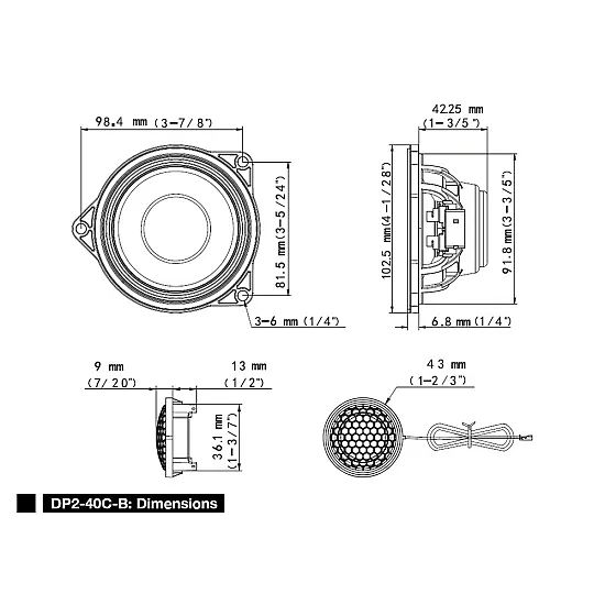 Alpine DP2-40C-B 10 cm (4") Component 2-Way Speakers for BMW 3-Series, 4-Series