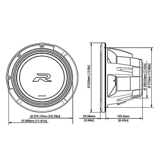 Alpine R2-W12D4 R-Series 12-inch 30cm Car Audio Subwoofer Dual 4-Ohm Voice Coils Alpine R2-W12D4 R-Series 12-inch 30cm Car Audio Subwoofer Dual 4-Ohm Voice Coils