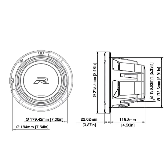 Alpine R2-W8D4 R-Series 8-inch (20cm) 1000W Car Subwoofer Alpine R2-W8D4 R-Series 8-inch (20cm) 1000W Car Subwoofer Dual 4-Ohm Voice Coils