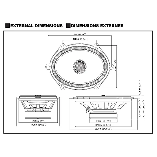 Alpine S2-S68 S-Series 6" x 8" High Res 230W Coaxial Car Speakers