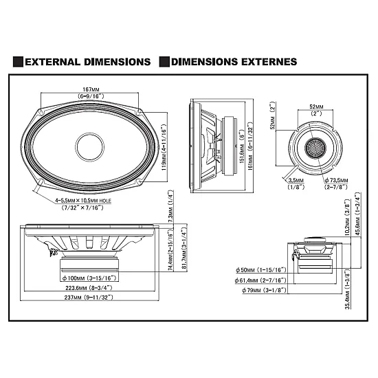 Alpine S2-S69C S-Series 16cm x 24cm 6" x 9" High Res 260W Component Car Speakers