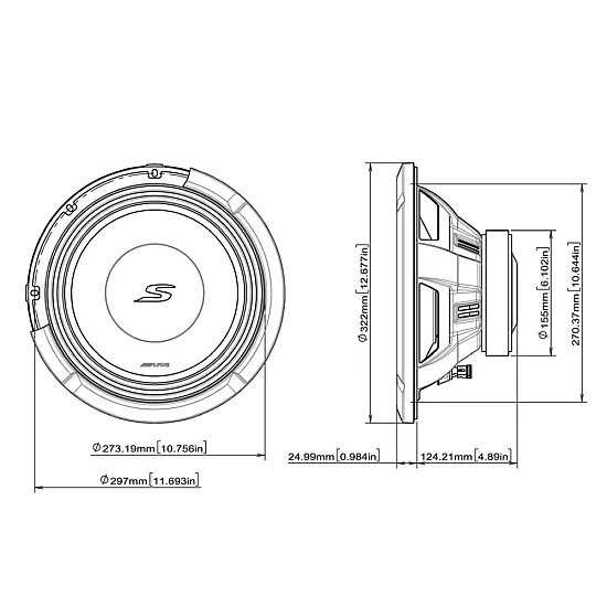 Alpine S2-W12D4 S-Series 30cm 12" Car Subwoofer with Dual 4-Ohm Voice Coils Alpine S2-W12D4 S-Series 30cm 12" Car Subwoofer with Dual 4-Ohm Voice Coils