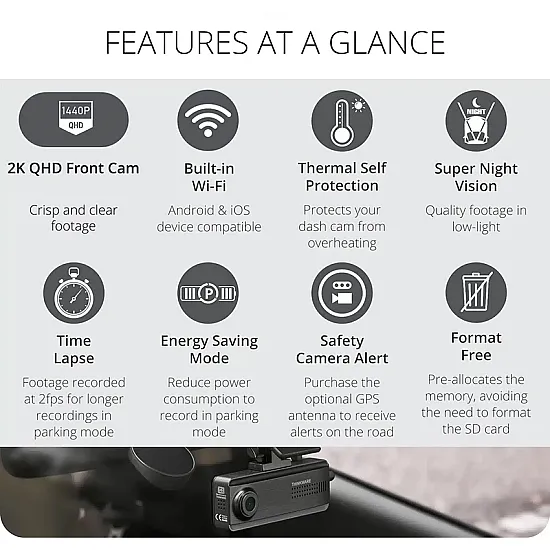 Thinkware Dash Cam Q200 - Single Channel - Hard Wired - 32GB 2K Thinkware Dash Cam Q200 - Single Channel - Hard Wired - 32GB 2K