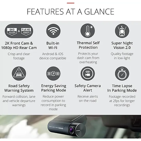 Thinkware Dash Cam Q850 2K QuadHD - Single Channel - Hard Wired - 32GB Thinkware Dash Cam Q850 2K QuadHD - Single Channel - Hard Wired - 32GB