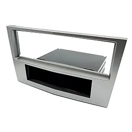 Vauxhall Single DIN Car Stereo Fascia, SWC Fitting Kit (SHINY SILVER/ MATT CHROME)