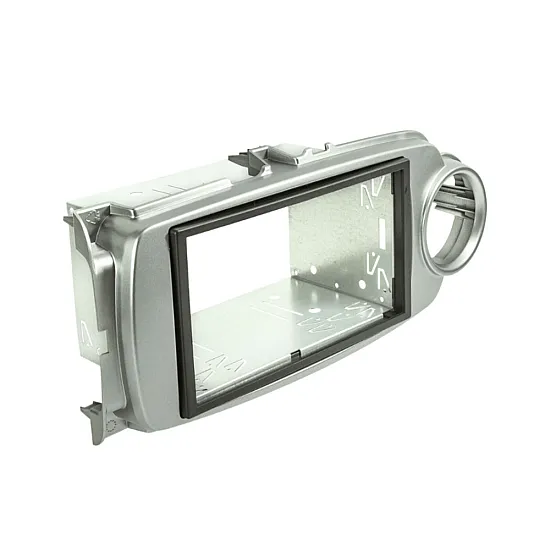 Toyota Yaris (2017-2020) Double DIN Car Stereo Fascia Adapter Panel Cage Kit (SILVER)