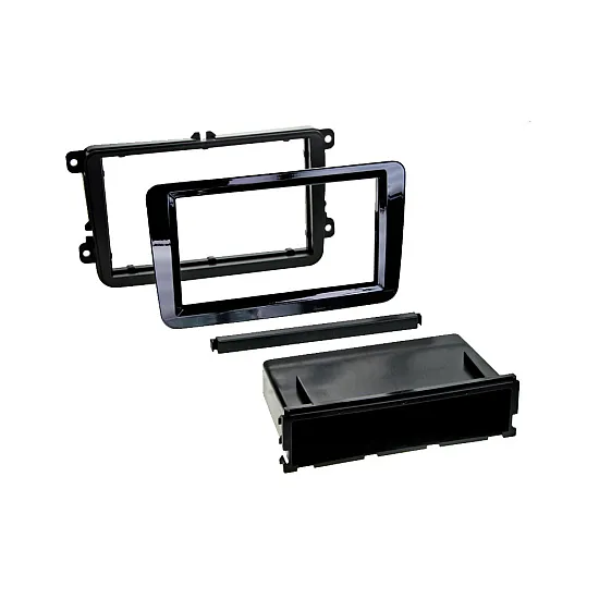 Skoda Single / Double DIN Car Stereo FLUSH FIT Fascia Adapter Gloss Black