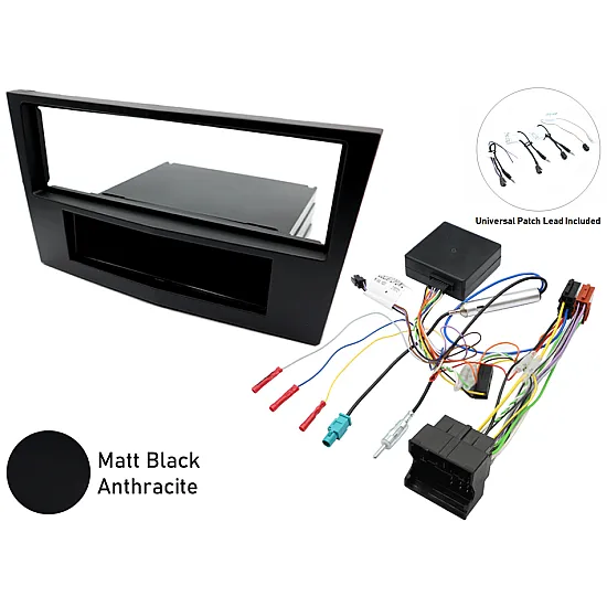 Vauxhall Single DIN Car Stereo Fascia, SWC Fitting Kit (MATT BLACK/ ANTHRACITE)