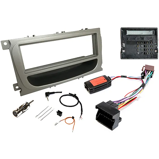 Ford (Oval Shape) Single DIN Car Stereo Upgrade Fitting Kit Silver