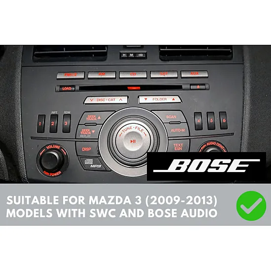 Mazda 3 (2009-2013) Single/ Double DIN Car Stereo Fascia SWC Fitting Kit (BOSE AUDIO)