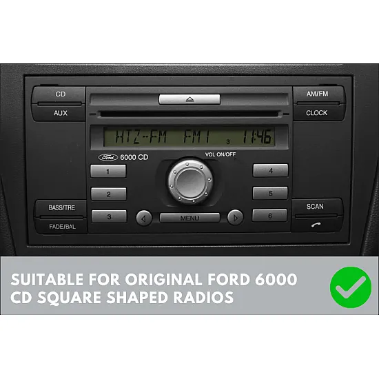 Ford SQUARE RADIO Double DIN Car Stereo Upgrade Fitting Kit (WITH SWC / MATT BLACK)
