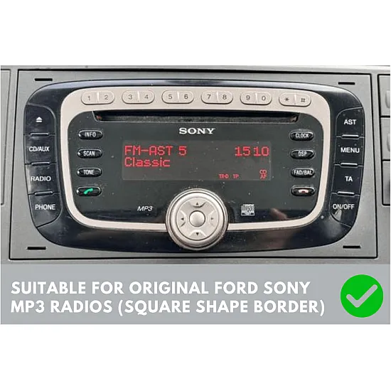 Ford SQUARE RADIO Double DIN Car Stereo Upgrade Fitting Kit (WITH SWC / MATT BLACK)