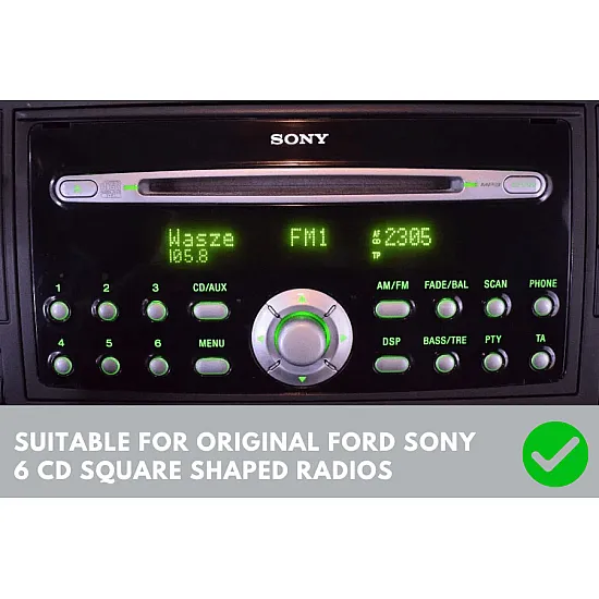 Ford SQUARE RADIO Double DIN Car Stereo Upgrade Fitting Kit (WITH SWC / MATT BLACK)