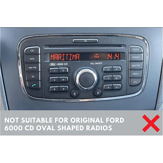 Ford SQUARE RADIO Double DIN Car Stereo Upgrade Fitting Kit (WITH SWC / MATT BLACK)