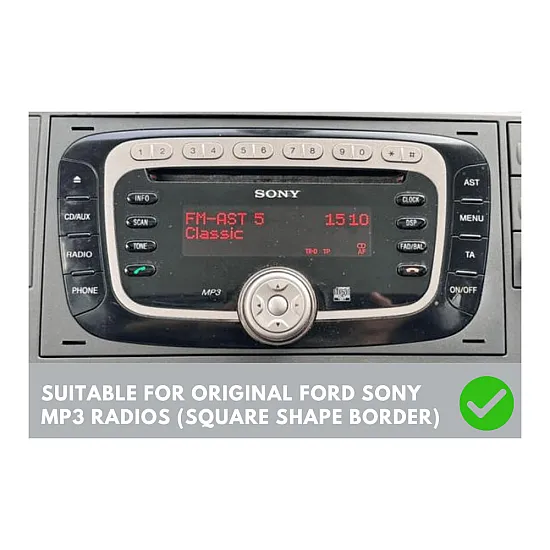 Ford SQUARE RADIO Double DIN Car Stereo Upgrade Fitting Kit (WITHOUT SWC / MATT BLACK)