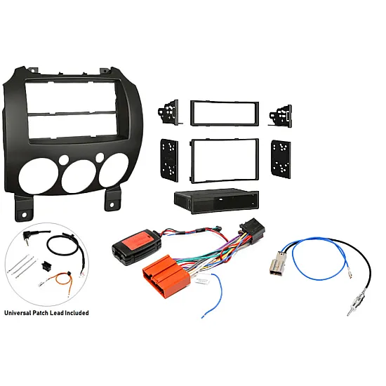 Mazda 2 (2007-2014) Single/ Double DIN Car Stereo Fascia Steering Control Fitting Kit Mazda 2 (2007-2014) Single/ Double DIN Car Stereo Fascia Steering Control Fitting Kit