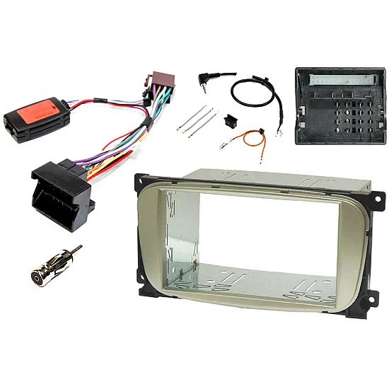 Ford (OVAL Shape Radio) Double DIN Car Stereo Fascia SWC Fitting Kit (Silver)