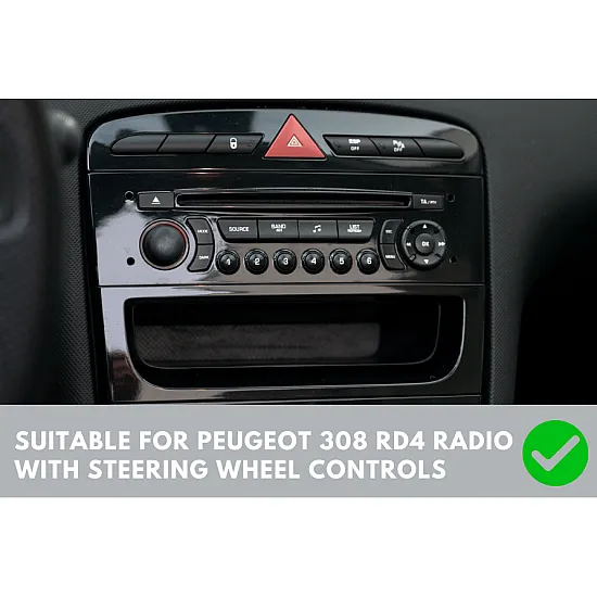 Peugeot 308 (2008-2013) Double DIN Car Stereo SWC Fitting Kit (PIANO BLACK) Peugeot 308 (2008-2013) Double DIN Car Stereo SWC Fitting Kit (PIANO BLACK)