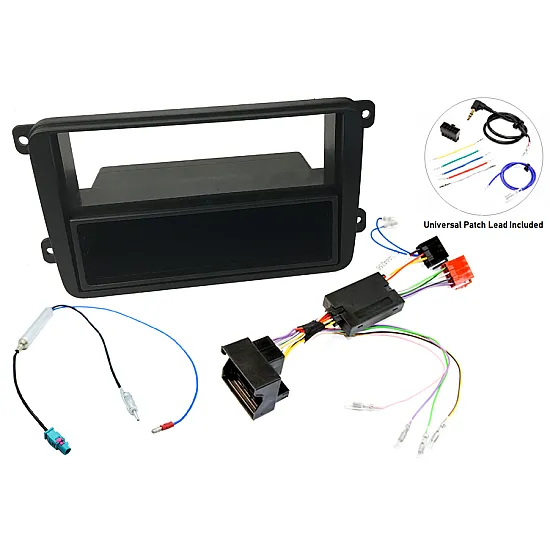 Seat Double Fakra Single DIN Car Stereo Upgrade Fascia, SWC Fitting Kit