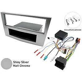 Vauxhall Single DIN Car Stereo Fascia, SWC Fitting Kit (SHINY SILVER/ MATT CHROME)