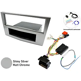 Vauxhall Corsa D (2006-2014) Single DIN Car Stereo Fascia, SWC Fitting Kit (SHINY SILVER/ CHROME) Vauxhall Corsa D (2006-2014) Single DIN Car Stereo Fascia, SWC Fitting Kit (SHINY SILVER/ CHROME)