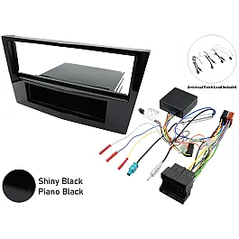 Vauxhall Single DIN Car Stereo Fascia, SWC Fitting Kit (GLOSS BLACK/ PIANO BLACK)