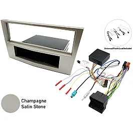 Vauxhall Single DIN Car Stereo Fascia, SWC Fitting Kit (CHAMPAGNE BEIGE/ SATIN)