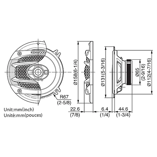 Kenwood KFC-E1364 - 13cm 5" 3-way 150W Flush Mount Coaxial Car Speaker System Kenwood KFC-E1364 - 13cm 5" 3-way 150W Flush Mount Coaxial Car Speaker System