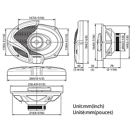 Kenwood KFC-M6934A - 6x9" 3-Way 360W Car Audio Flush Mount Speakers System Kenwood KFC-M6934A - 6x9" 3-Way 360W Car Audio Flush Mount Speakers System
