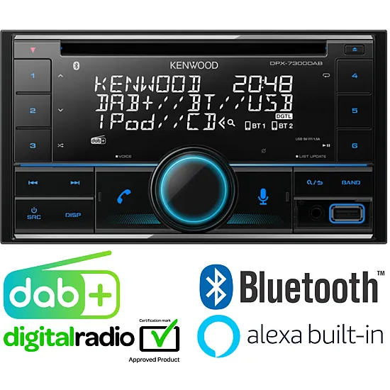 Kenwood DPX-7300DAB Car Audio System featuring CD USB DAB+ Bluetooth & Amazon Alexa Ready Kenwood DPX-7300DAB Car Audio System featuring CD USB DAB+ Bluetooth & Amazon Alexa Ready