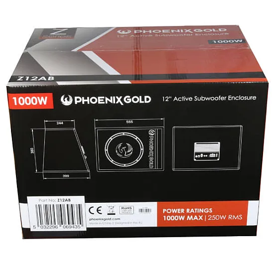 Phoenix Gold Z12AB Z-Series 12 inch Active Subwoofer 500W Bass Box Phoenix Gold Z12AB Z-Series 12 inch Active Subwoofer 500W Bass Box