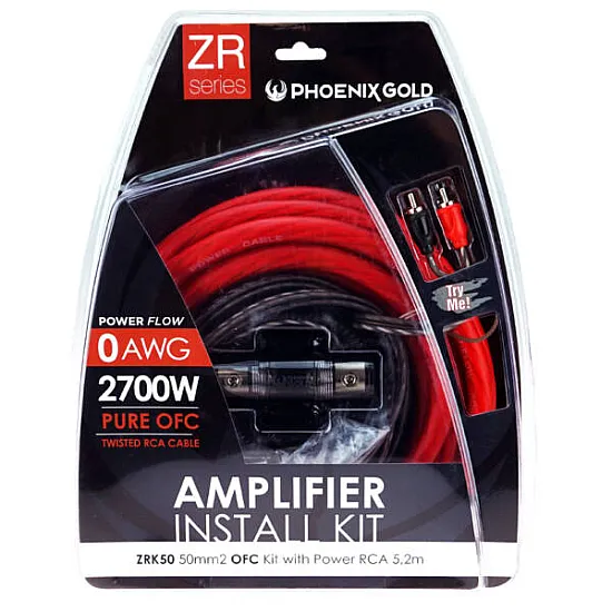 Phoenix Gold ZRK50 Pure Copper Amplifier Wiring Kit 50mm 2700W 5.2 Meter Phoenix Gold ZRK50 Pure Copper Amplifier Wiring Kit 50mm 2700W 5.2 Meter