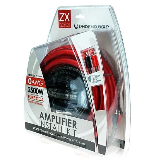 Phoenix Gold ZXK50 ZXK Series Amplifier Wiring Kit 50mm CCA 5.2 meter Cable Kit Phoenix Gold ZXK50 ZXK Series Amplifier Wiring Kit 50mm CCA 5.2 meter Cable Kit