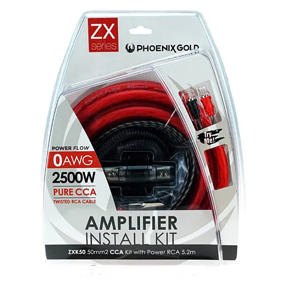 Phoenix Gold ZXK50 ZXK Series Amplifier Wiring Kit 50mm CCA 5.2 meter Cable Kit Phoenix Gold ZXK50 ZXK Series Amplifier Wiring Kit 50mm CCA 5.2 meter Cable Kit