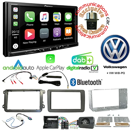 Pioneer SPH-DA230DAB Car Audio System & Complete Volkswagen Stereo Fitting Kit Bundle - MIB-PQ