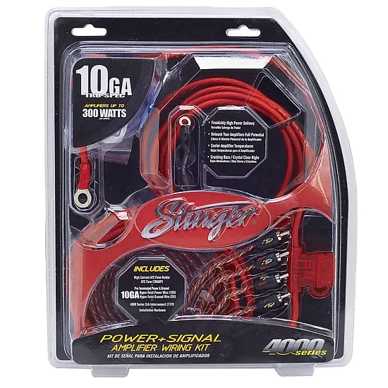 Stinger SK46101 Car Amplifier Power & Signal Wiring Kit 300 W 10GA ATC Fuse Holder