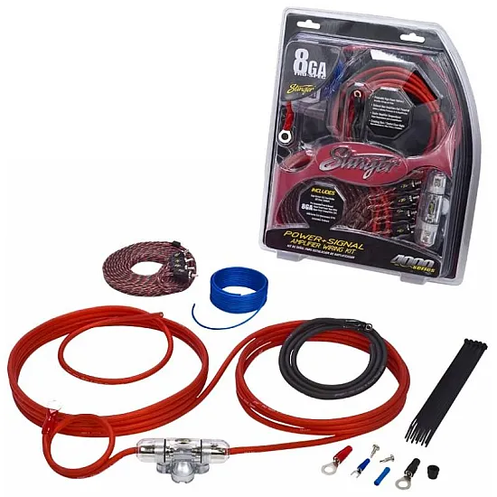 Stinger SK4681 Power & Signal Amplifier Wiring Kit 600 W 8GA AGU Fuse Holder