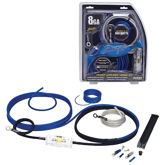 Stinger SK6281 Power Amp Wiring Kit 800 W 8GA MIDI Fuse holder