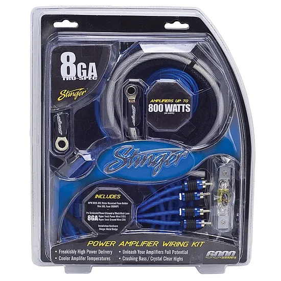 Stinger SK6681 Car Audio Complete Amplifier Wiring Kit 800W 8GA MIDI Fuse Holder