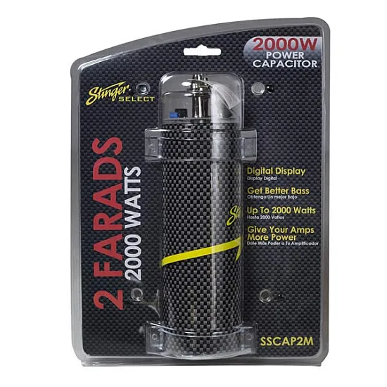 Stinger SSCAP2M Carbon Fibre 2 Farad Digital Power Capacitor 2000W