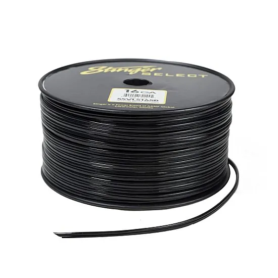 Stinger 16GA Ultra Flexible CCA Speaker Wire Black 500 FT Spool