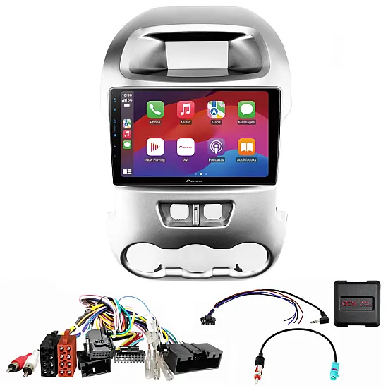 Ford Ranger 2011-2015 Silver Pioneer 9.0" Wireless CarPlay Android Stereo Upgrade Pack
